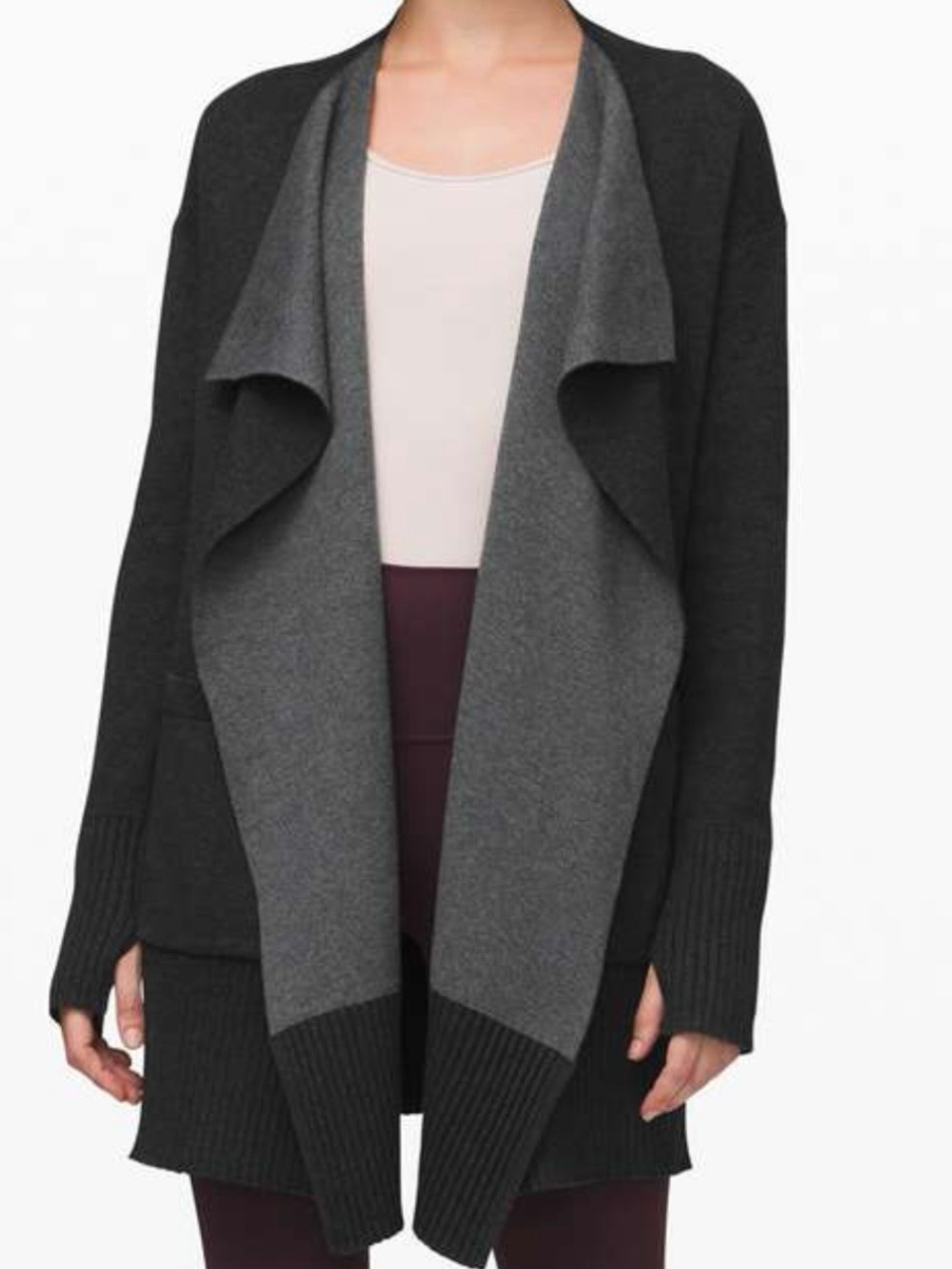 Lululemon Still Lotus Reversible Cardigan Wrap Knit Gray